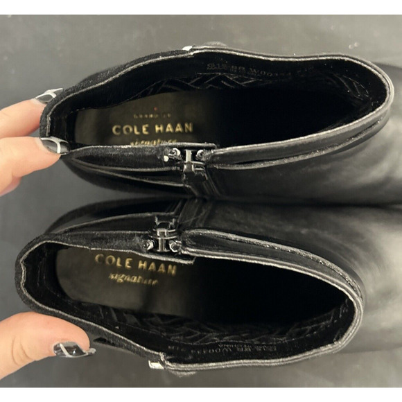 Cole Haan Womens Slip On Block Heel Pointed Toe Booties Black Leather Size 7.5B - Picture 6 of 11